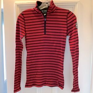 NWOT LRL Red And Black Waffle Knit Active 1/4 Zip Size XS